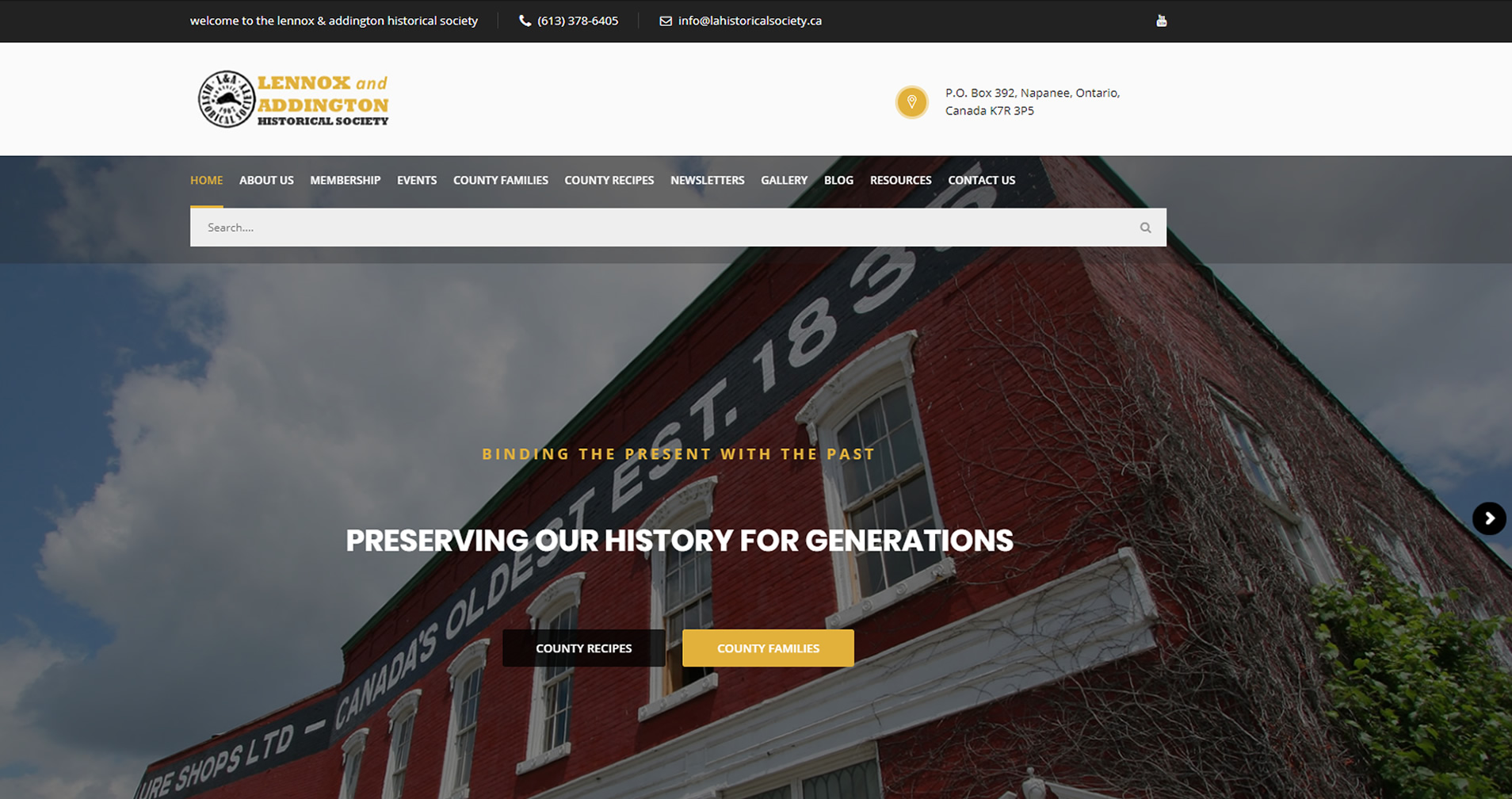 Mobile Website Design for Lennox & Addington Historical Society